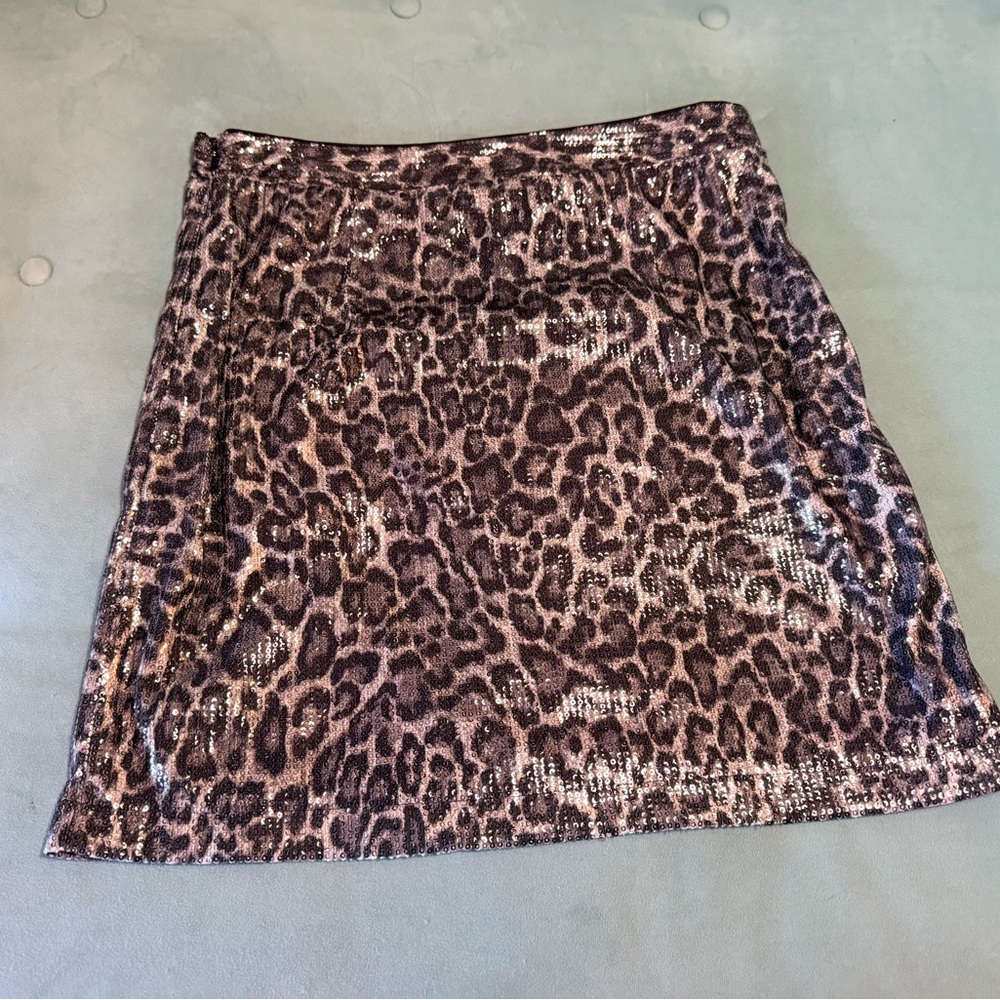 Michael Kors Leopard Sequin Mini Skirt
